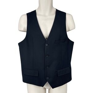 Alfani Men Pinstripe Suit Vest Slim Fit Wedding Formal Event Tailored Sz M Black